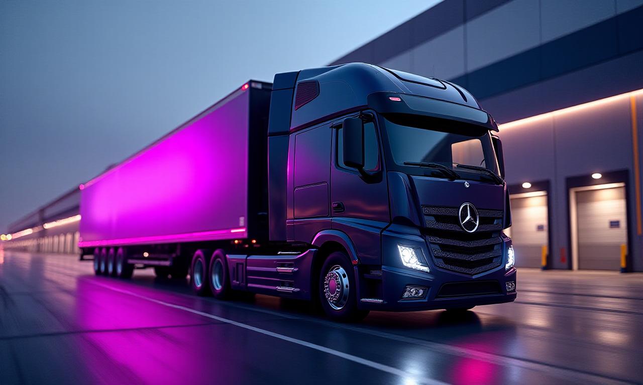 High-capacity freight truck backing into a modern logistics dock